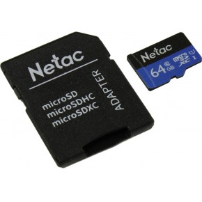 Карта памяти microSD 64GB Netac P500 Class10 UHS-I (с адаптером)